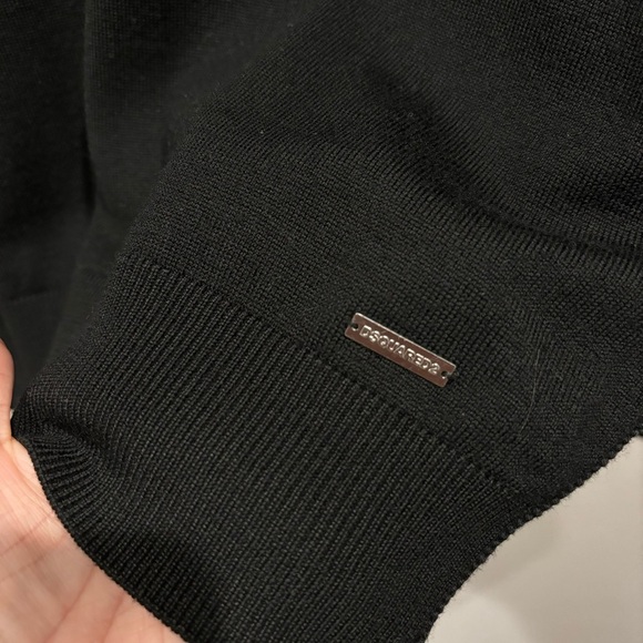 DSQUARED2. The Side Zip Wool Black Crewneck Pullover Zipper Side bands Size L - Picture 10 of 16